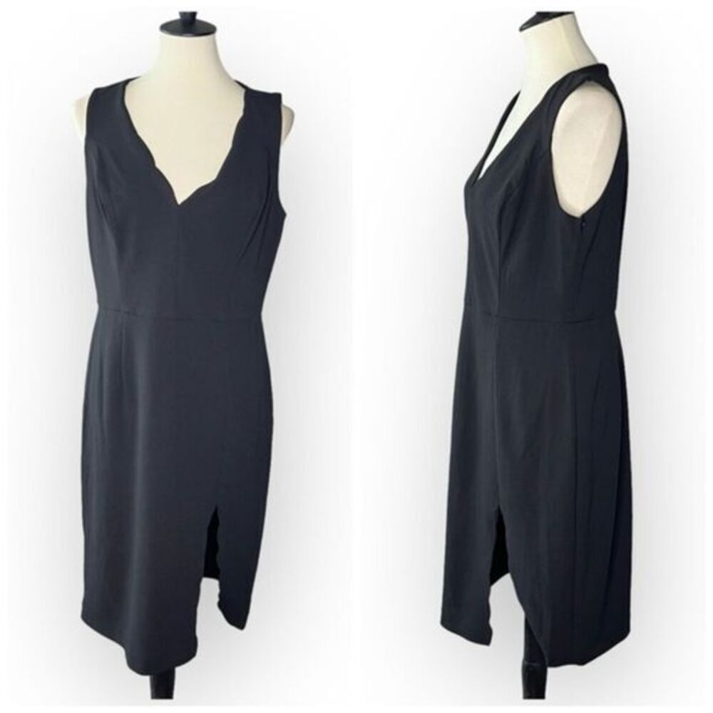 Betsey Johnson Scalloped Sleeveless Sheath Dress Knee‎ Length Slit Black 12 NEW